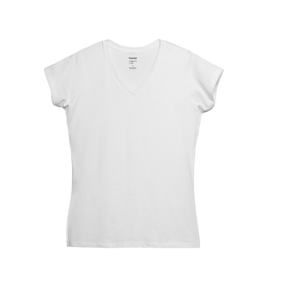 T-Shirt 100% Algodón Peinado V-Neck Mujer