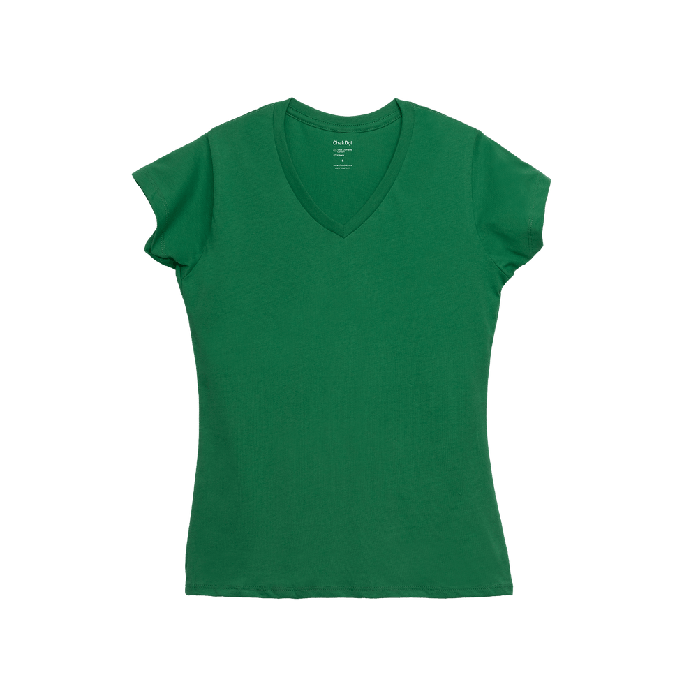 T-Shirt 100% Algodón Peinado V-Neck Mujer