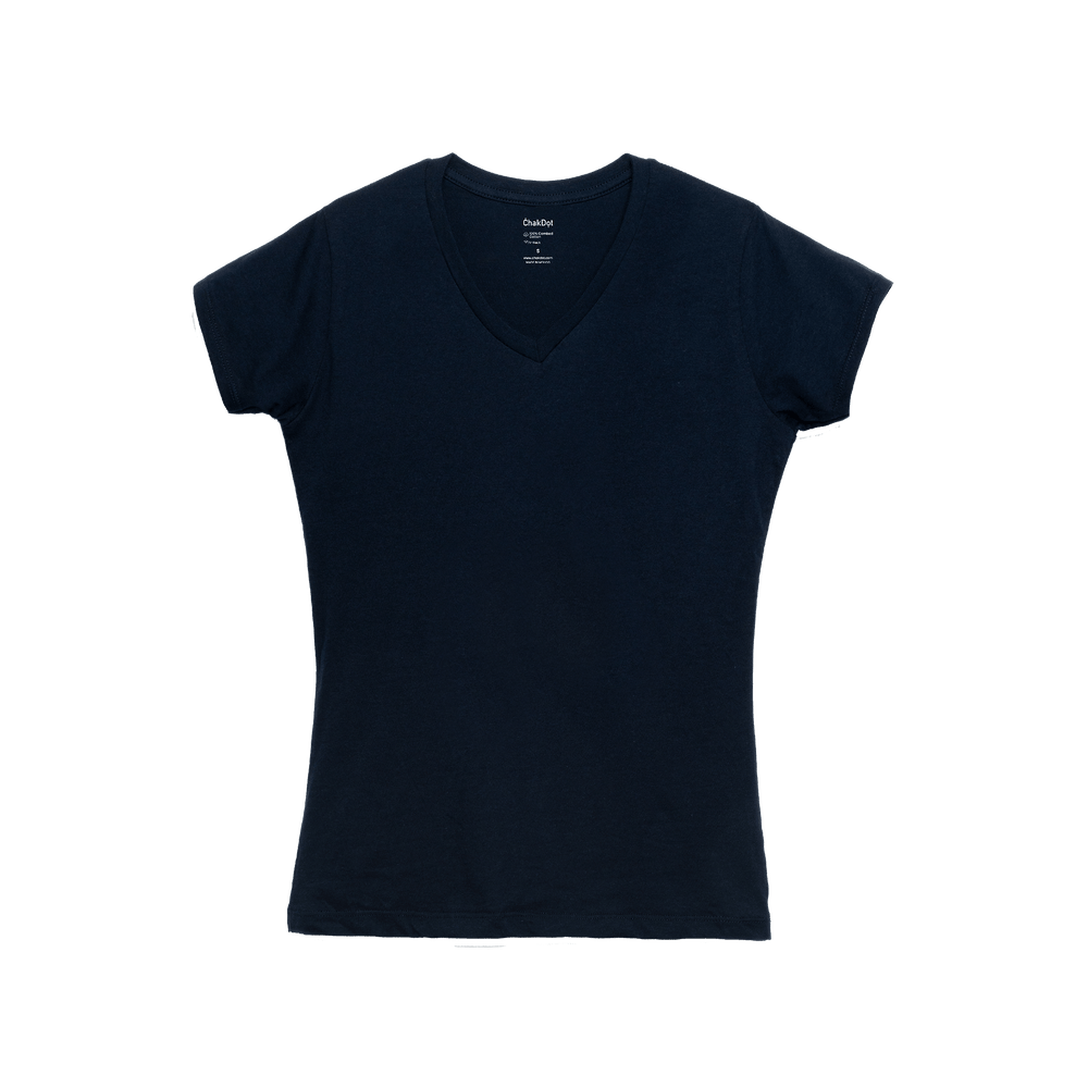 T-Shirt 100% Algodón Peinado V-Neck Mujer