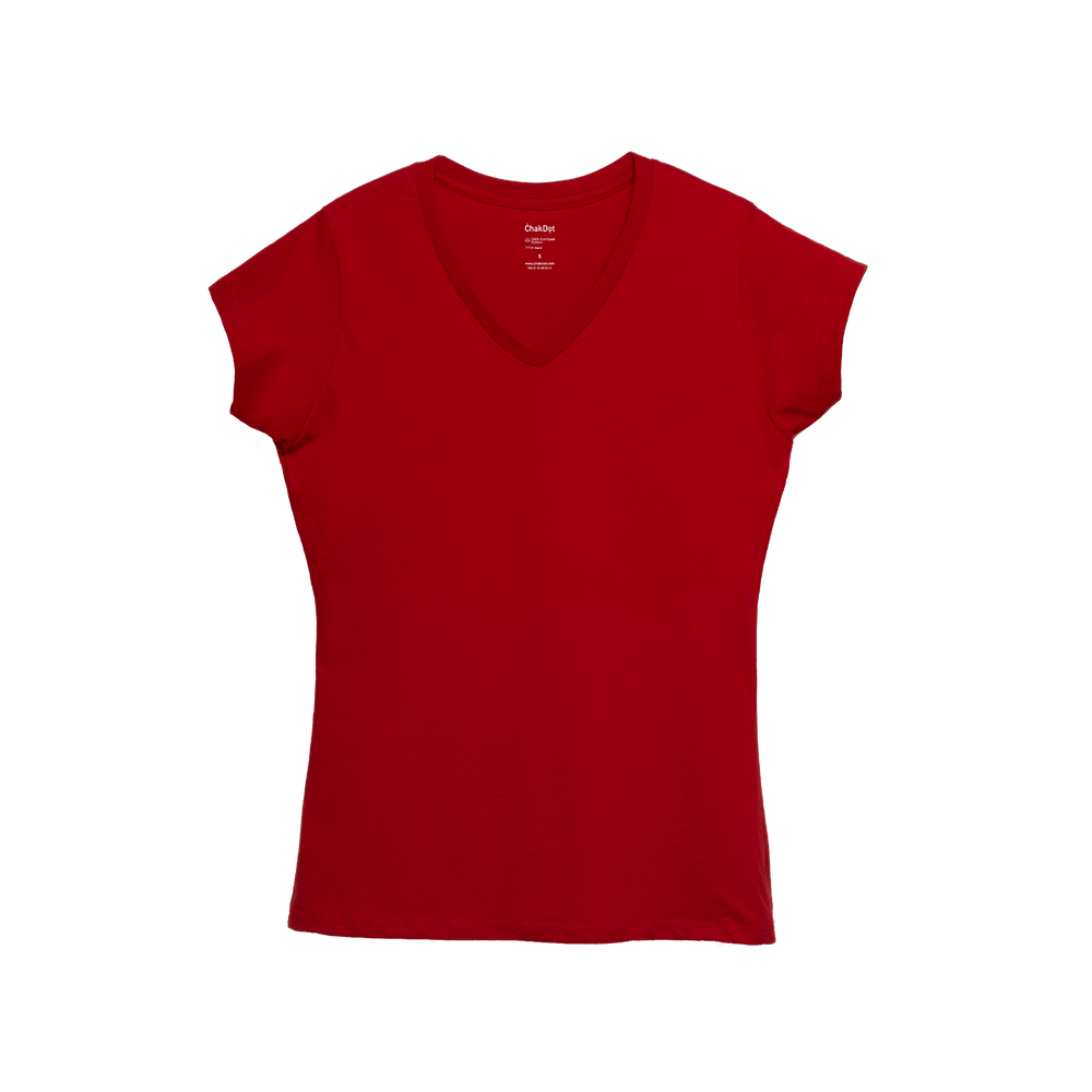 T-Shirt 100% Algodón Peinado V-Neck Mujer